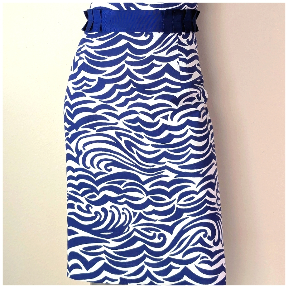 "ANTONIO MELANI" 100% Cotton Abstract Nautical Costal Tea Party Cocktail Dress - Picture 6 of 11